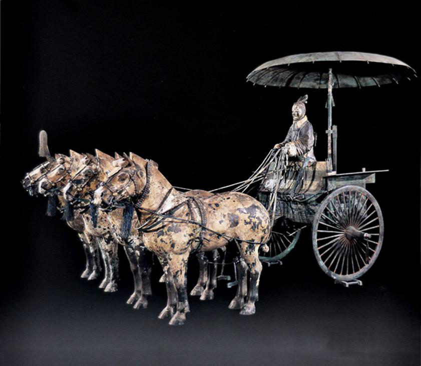 宇】HC312 中国古玩 銀製 平填糸細工 馬車 置物